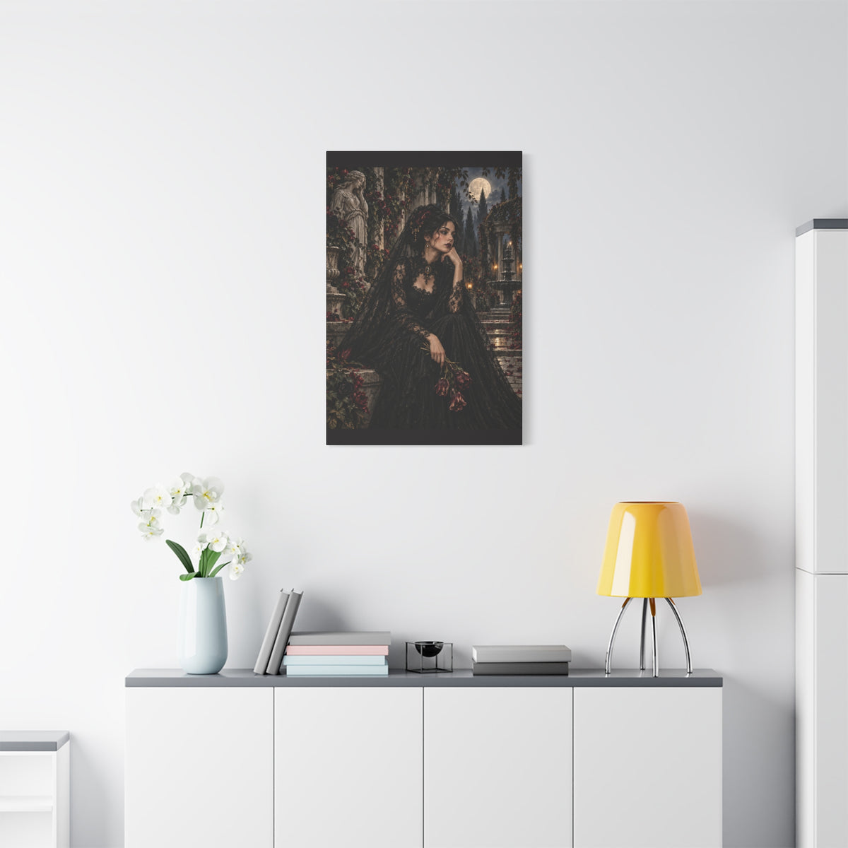 Gothic Mourning Lady -Garden of Sorrow-Matte Canvas Wall Art