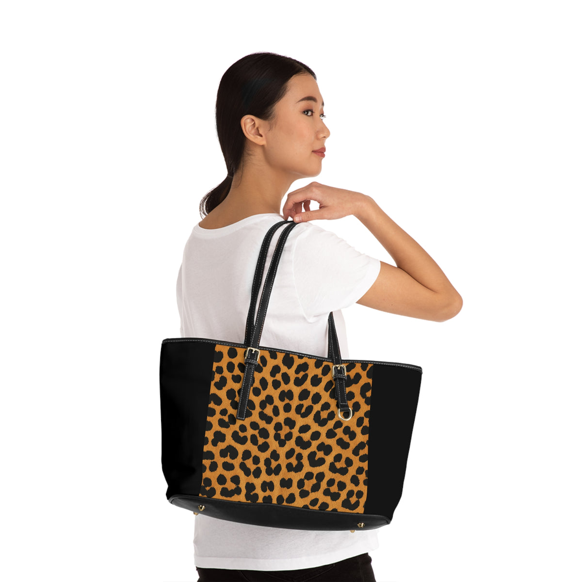 Leopard Print PU Leather Shoulder Bag – Chic Animal Print Tote for Everyday Wear