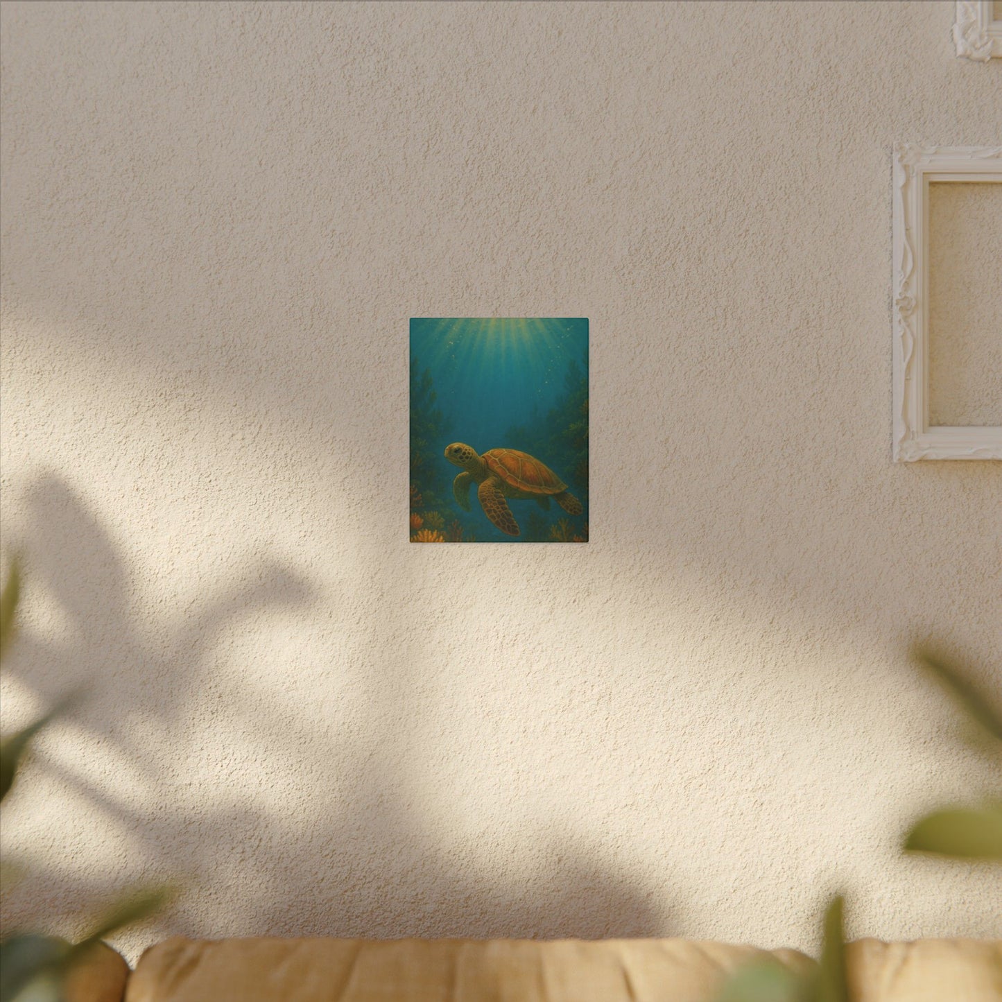 Sea Turtle Canvas Print — Underwater Coral Reef Wall Art