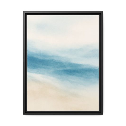 Coastal Whispers 1-Watercolor Abstract Matte Canvas Framed Wall Art