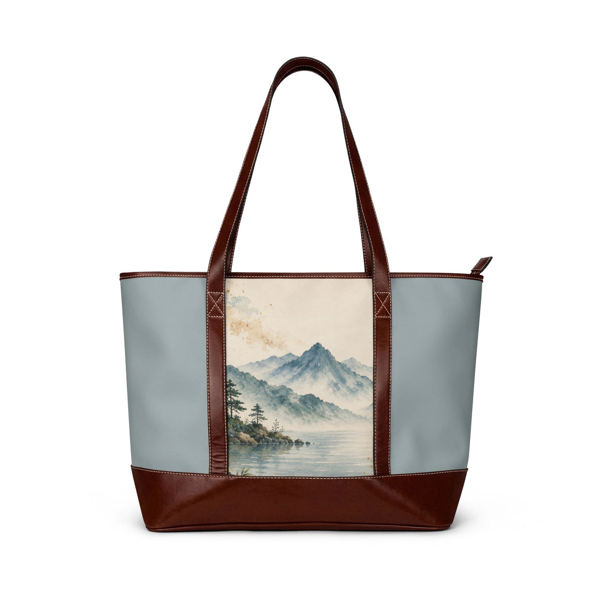 Mountain Mist Tote Handbag – Watercolor Landscape Shoulder Bag