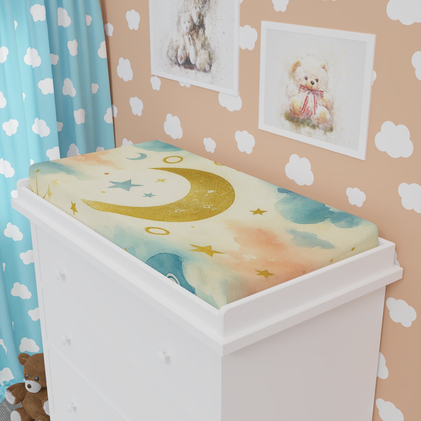 Celestial Moon Baby Changing Pad Cover — Space Theme Nursery