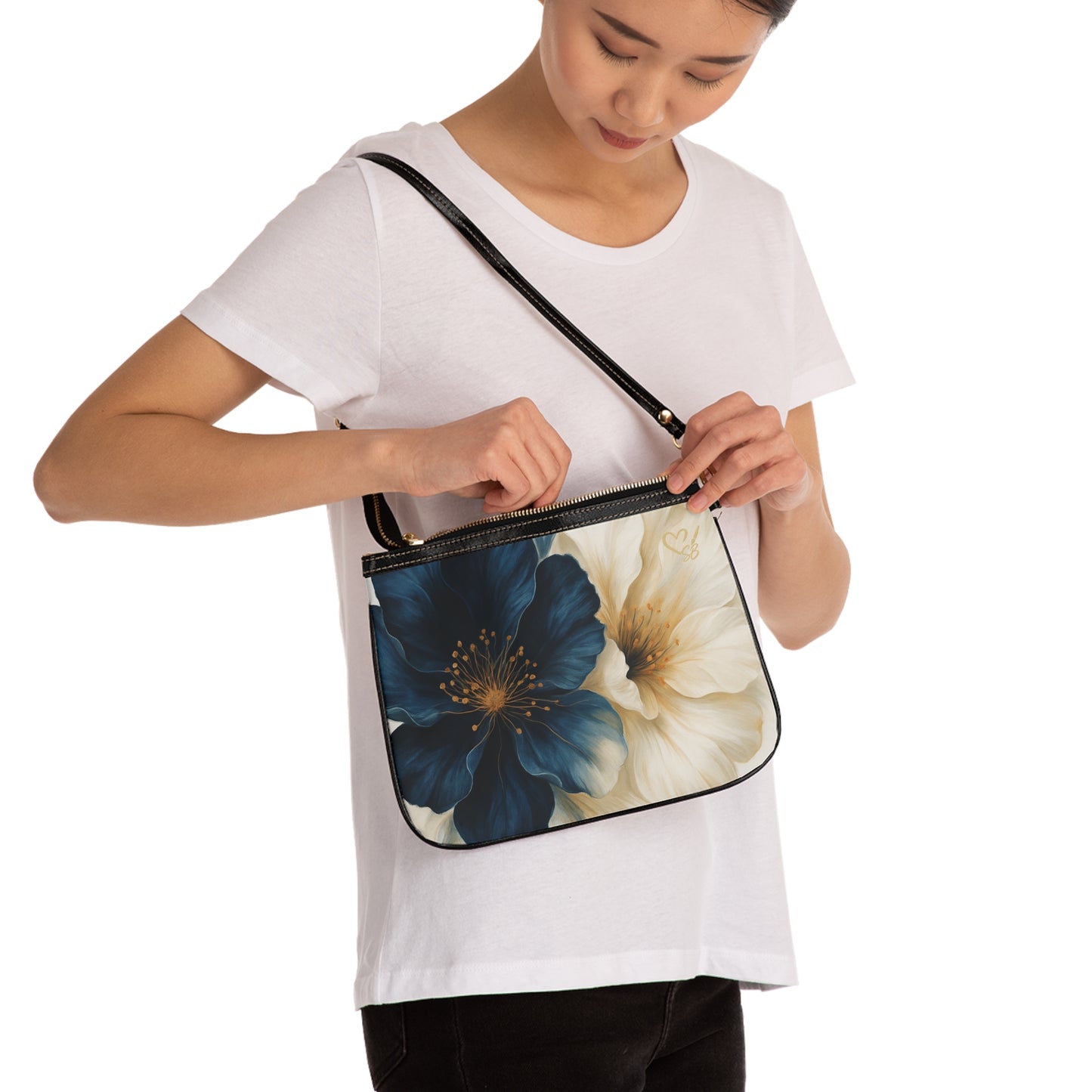 Stella - Colección Artesian Luxe 2025 - Bolso bandolera floral pequeño - Bandolera Navy & Cream Blossom