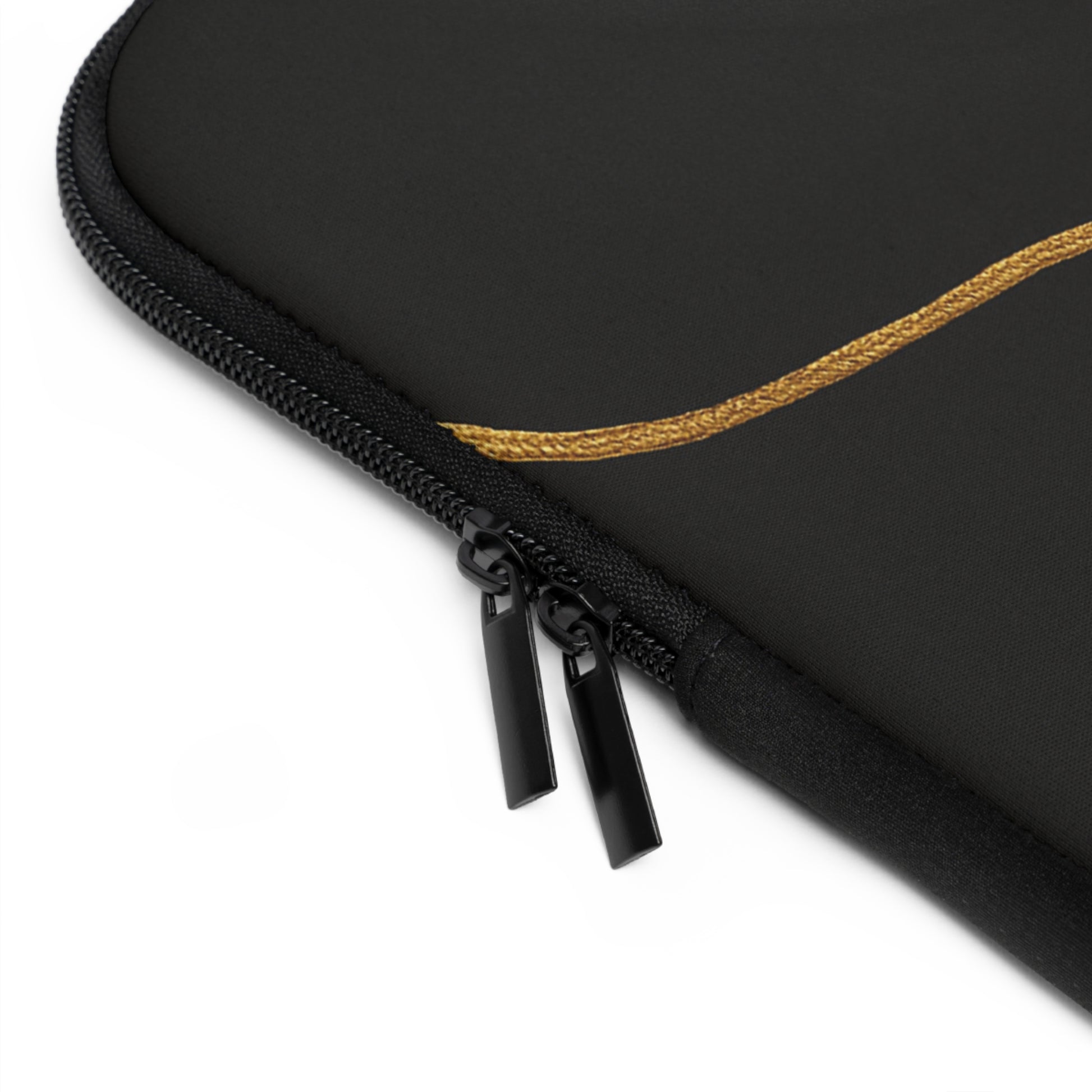 Vivian Artisan Luxe laptop sleeve Zipper detail view – abstract autumn waves earthy green burnt orange print tech case by the Soulful Brush
