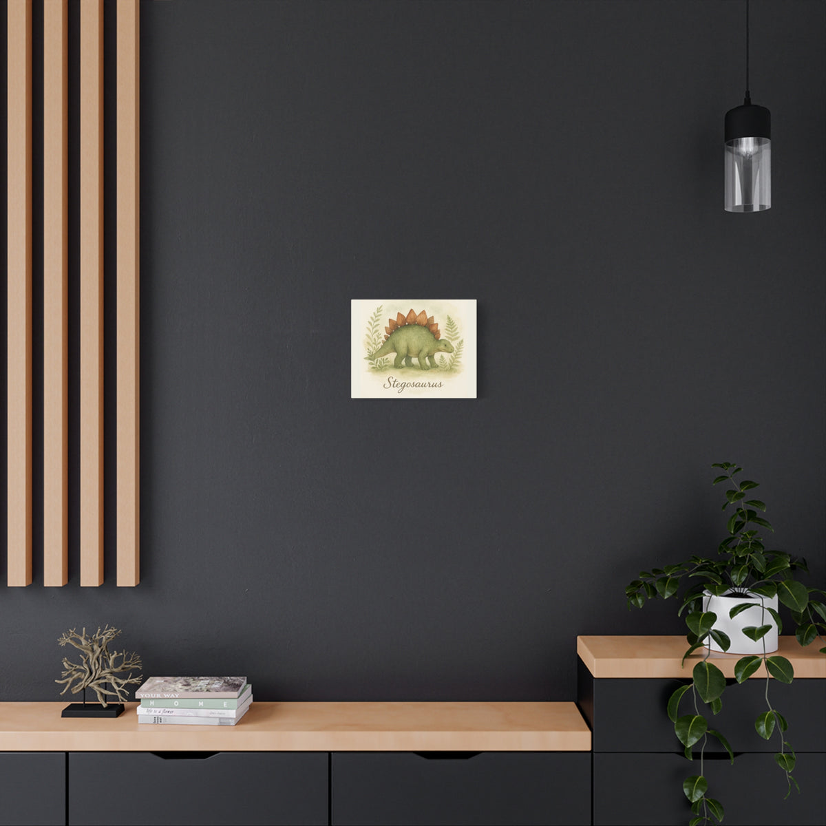 Stegosaurus Canvas Wall Art — Watercolor Dino Print for Nursery & Kids’ Room