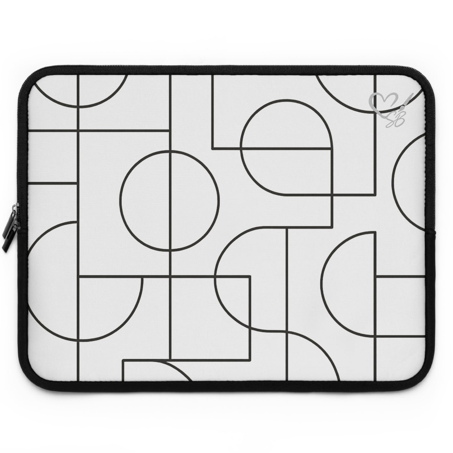 Estampado Geométrico — Colección Artesanal 2025 — Funda para Portátil — Estuche Protector de Neopreno en Blanco y Negro