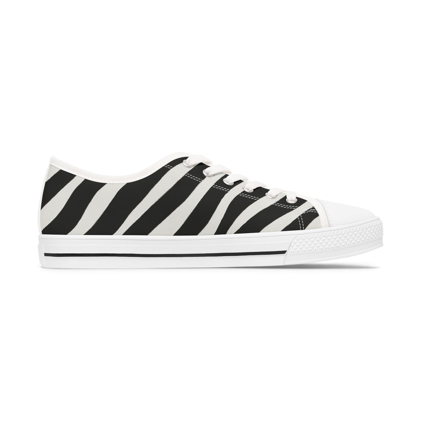 Zapatillas Bajas de Mujer con Estampado de Cebra — Zapatos de Lona Casuales con Estampado Animal Blanco y Negro