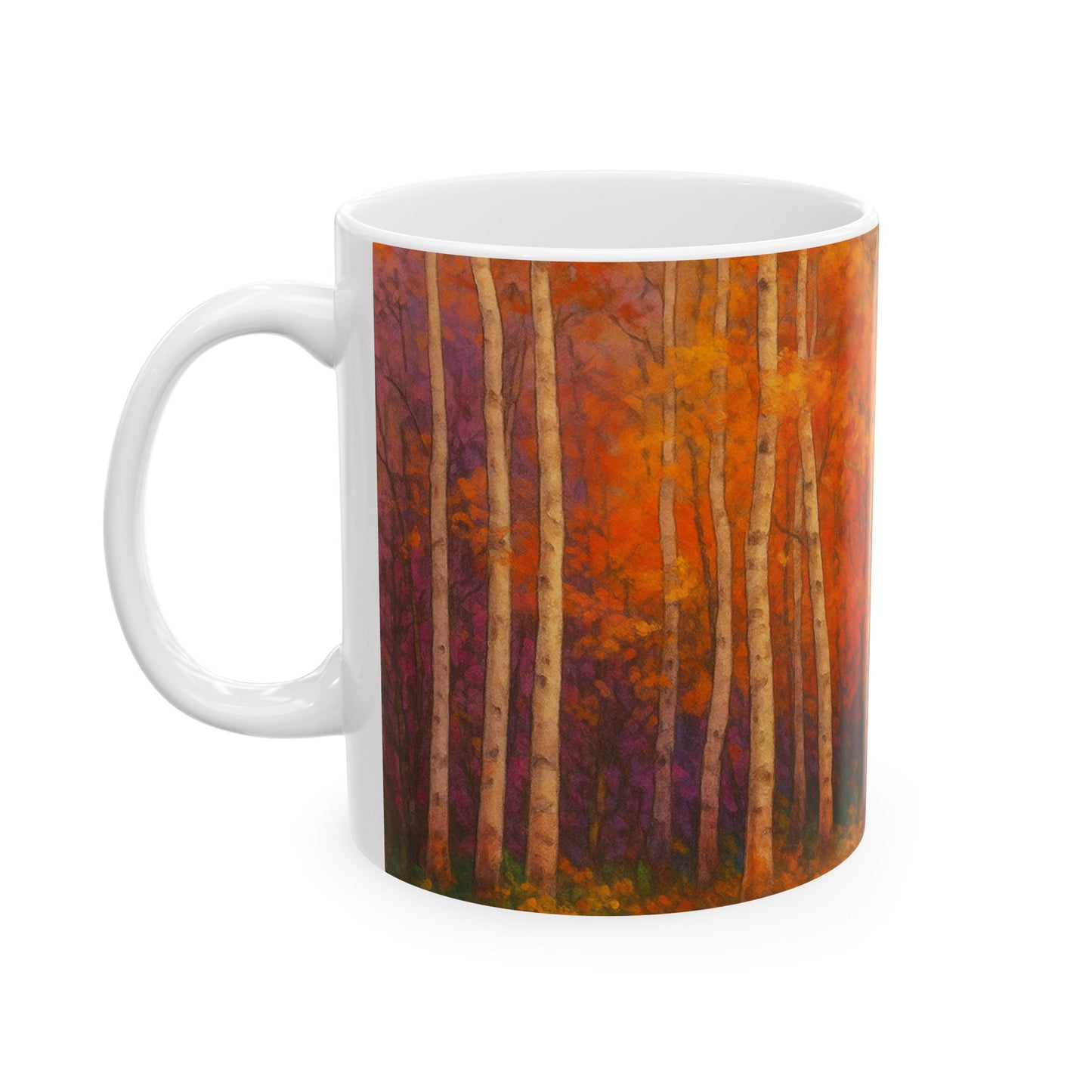 Taza de Cerámica Bosque Otoñal - Colección Ecos de los Maestros - Taza de Café Acogedora para Amantes de la Naturaleza
