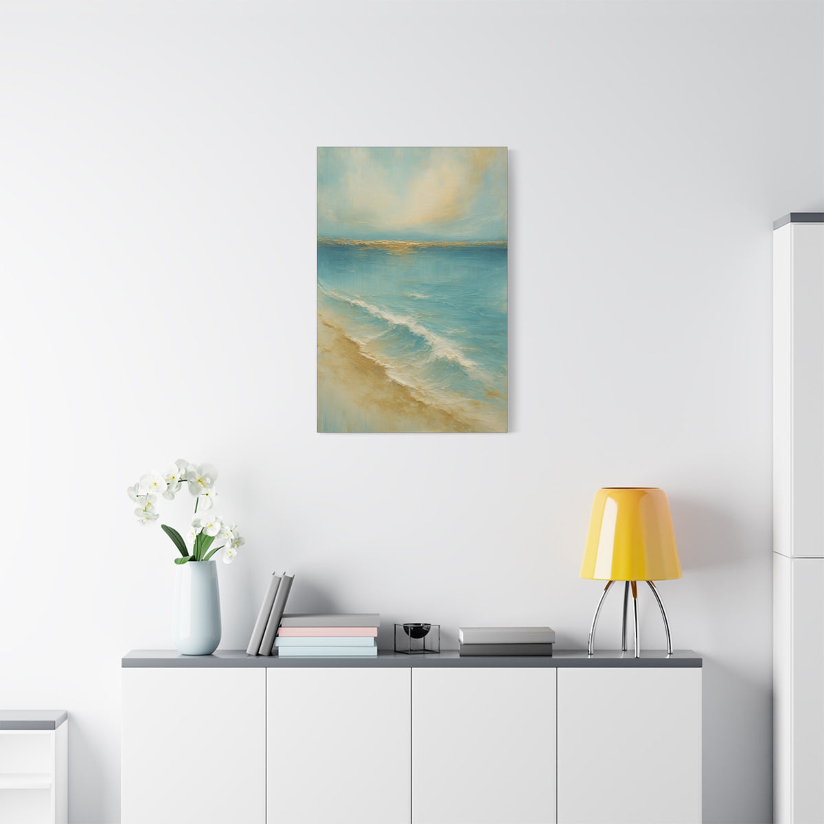 Golden Horizon — Gold Coast Collection — Matte Canvas Wall Art — Ocean Beach Landscape, Stretched 1.25"