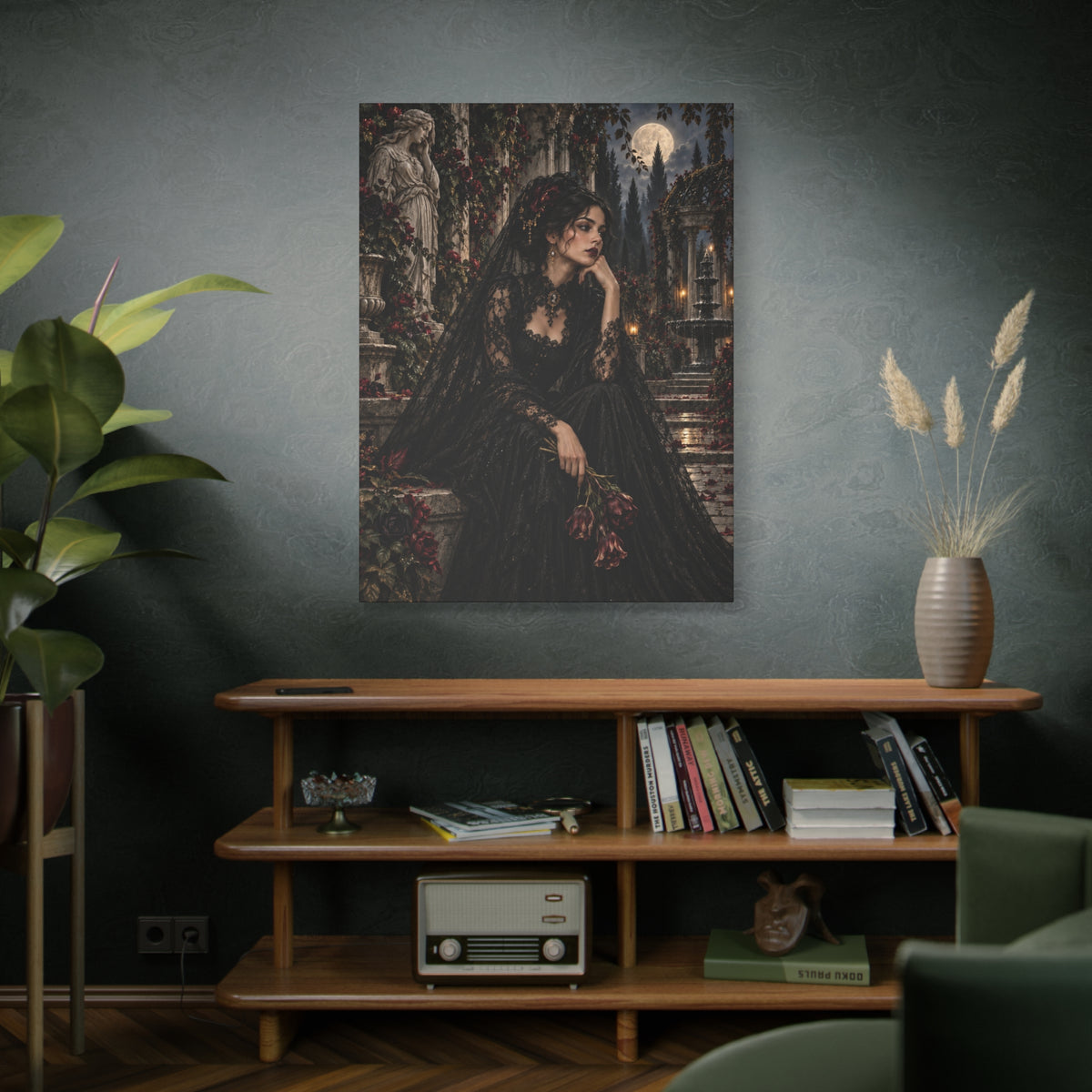 Gothic Mourning Lady -Garden of Sorrow-Matte Canvas Wall Art