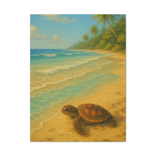 Lienzo de pared tortuga marina para playa — Decoración tropical costera para guardería