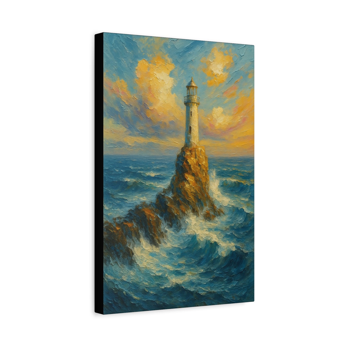 Impresión en lienzo de faro oceánico — Arte de pared mate estirado