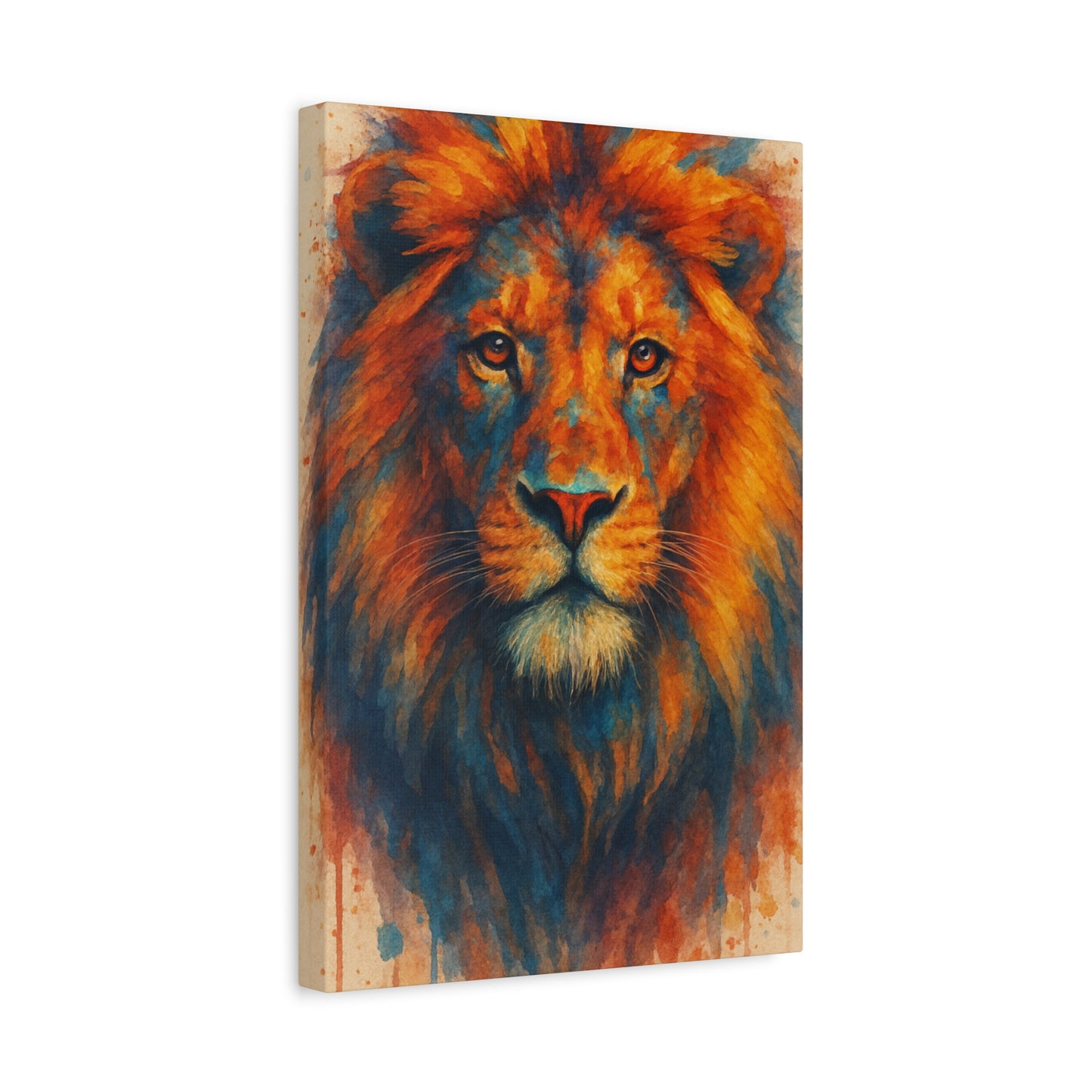 Lienzo decorativo de león acuarela audaz - Decoración de pared mate estirado