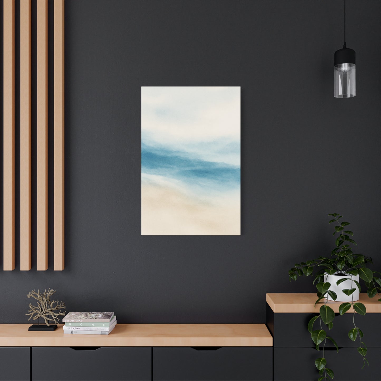 Lienzo decorativo de pared en acuarela azul Océano 2 - Acabado mate estirado