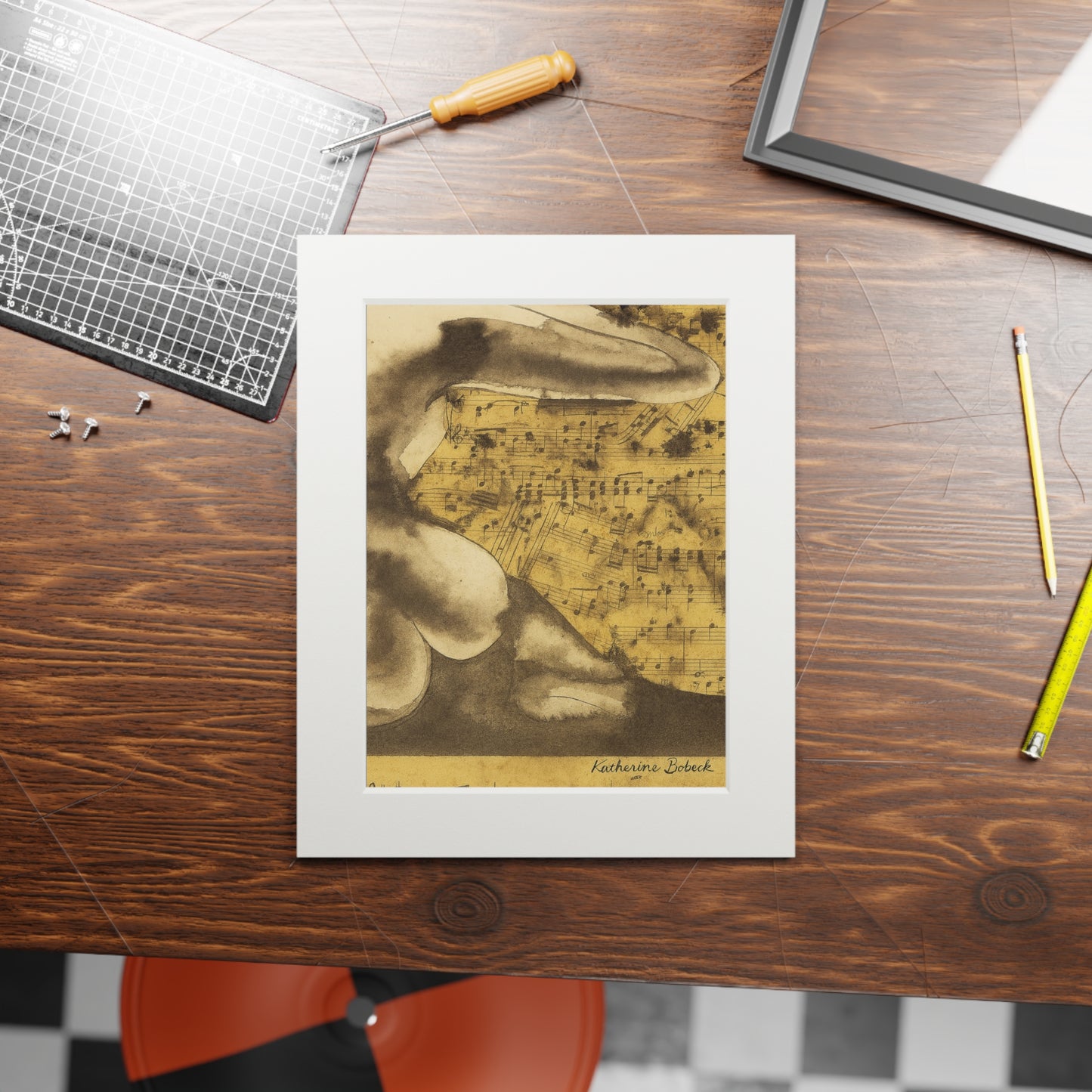 Rose Garden-Artistic Collection-Elegant Musical Fine Art Print with Passepartout Frame