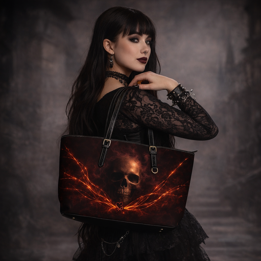 Reliquia etérea-Velo de las sombras Colección-Bolso de hombro de PU con llama de calavera
