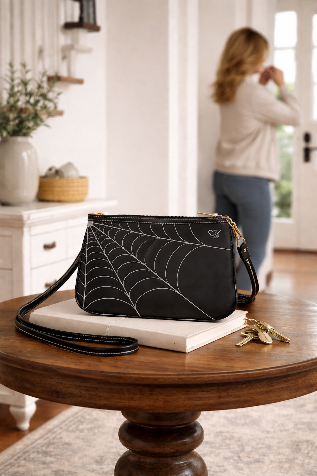 Veiled Web - Drift- Spiderweb Shoulder Bag — Small Black Crossbody Purse