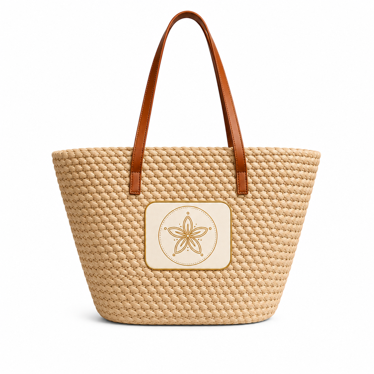 Woven Straw Tote Bag — Sea Turtle, Compass Rose, Sanddollar, you choose, Beach Tote (Coastal Summer Market Bag)