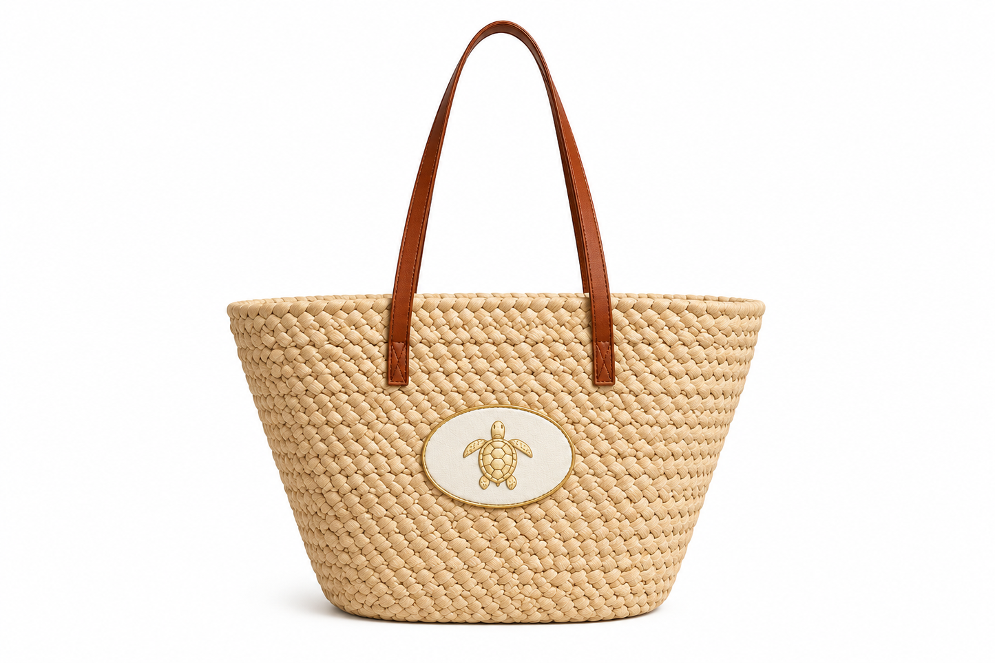 Woven Straw Tote Bag — Sea Turtle, Compass Rose, Sanddollar, you choose, Beach Tote (Coastal Summer Market Bag)