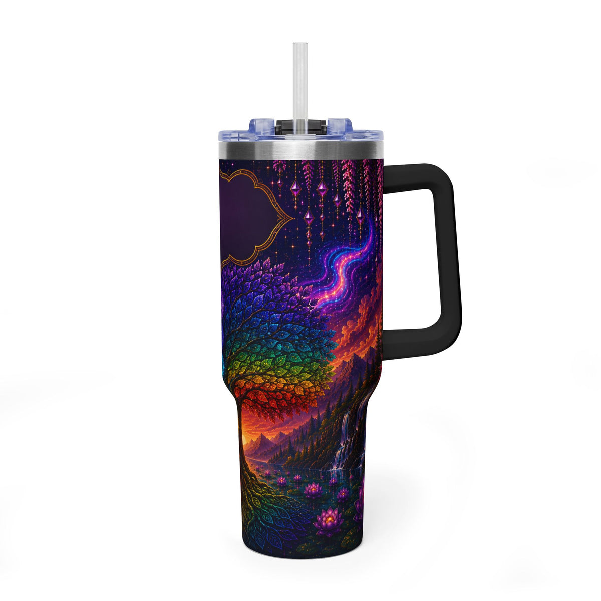 40oz Chakra Tree Vacuum Tumbler — Insulated Spiritual Travel Mug