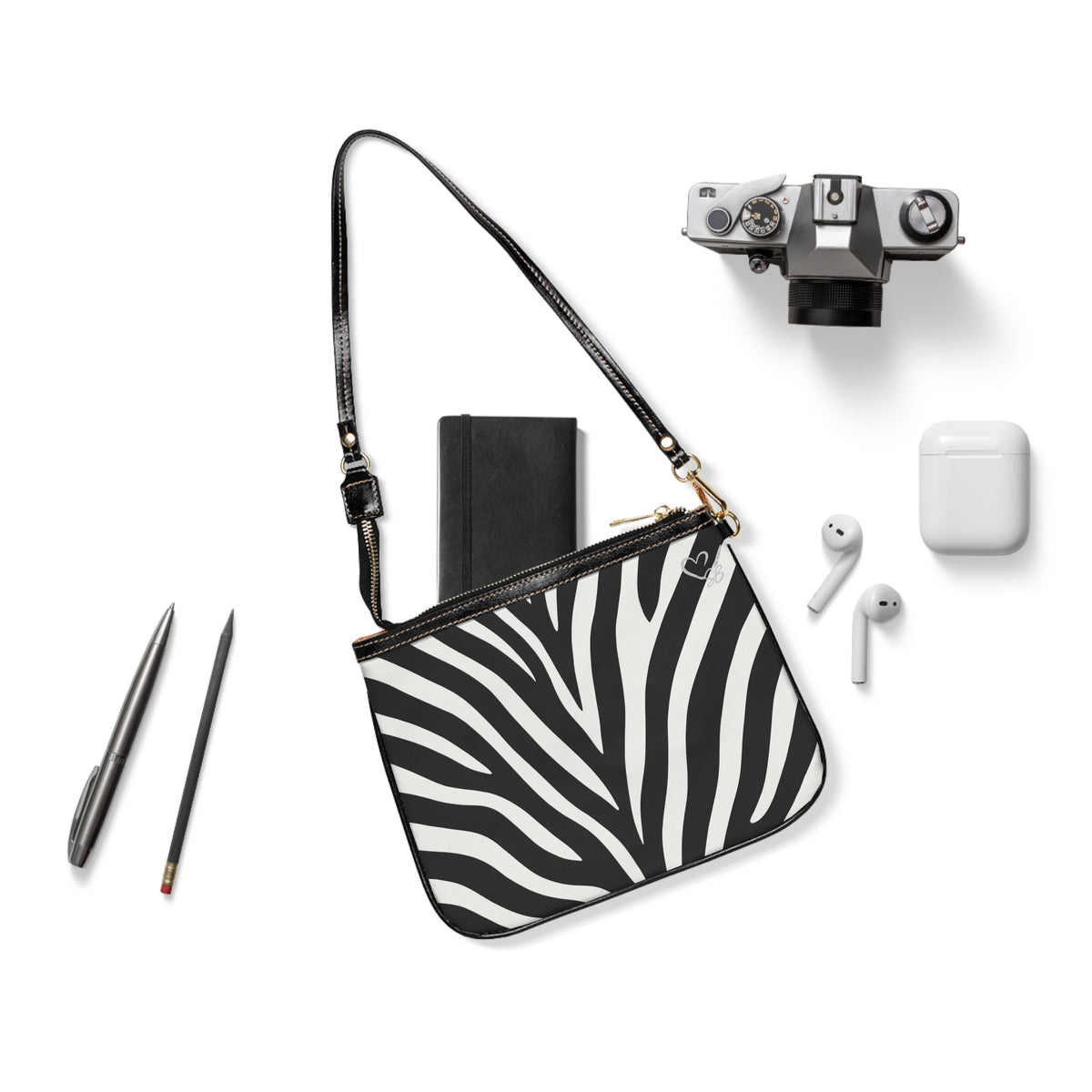 Bolso de hombro pequeño con estampado de cebra