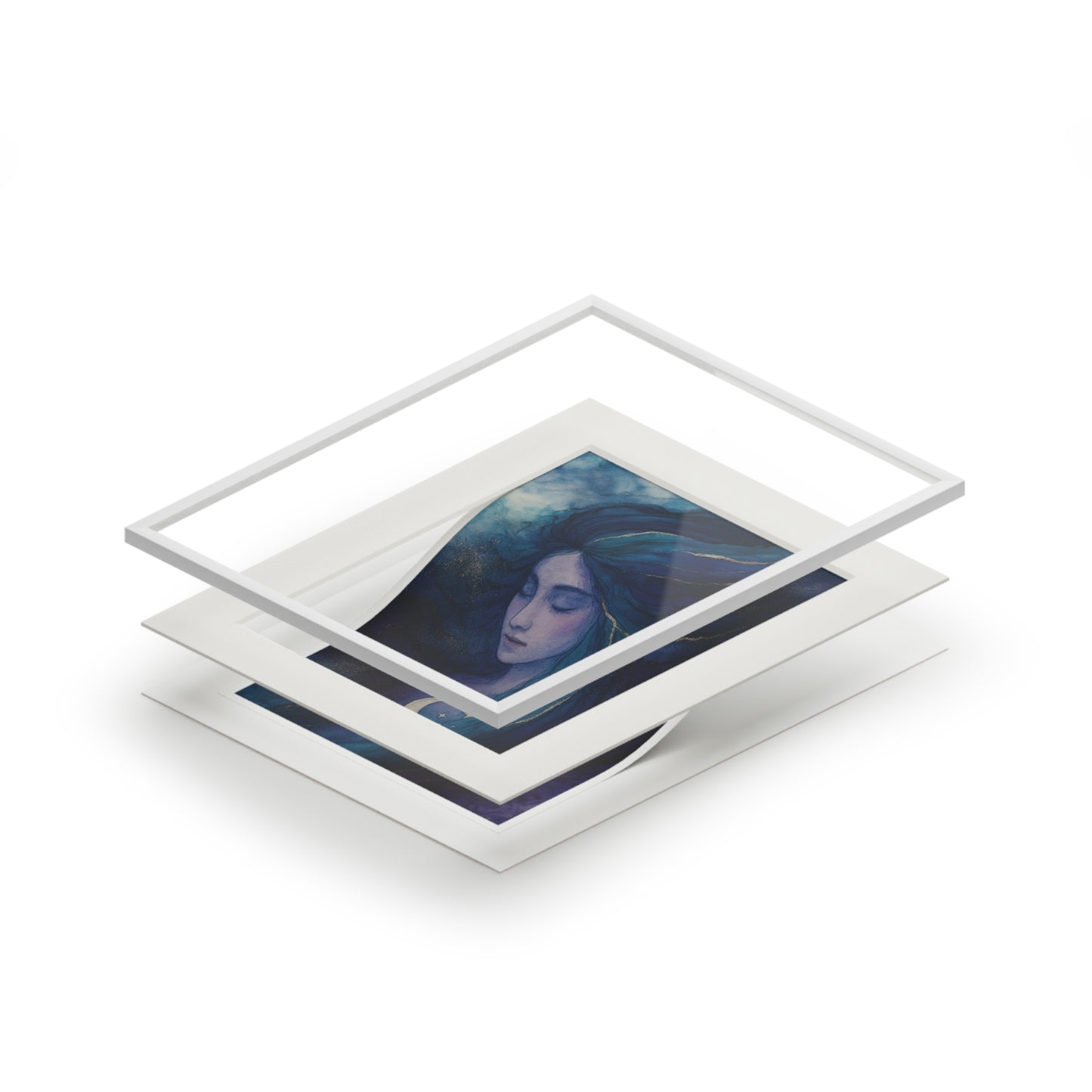 Moon Goddess -Fine Art Prints - Goddess Series Alcohol Ink Style Passepartout Paper Frame