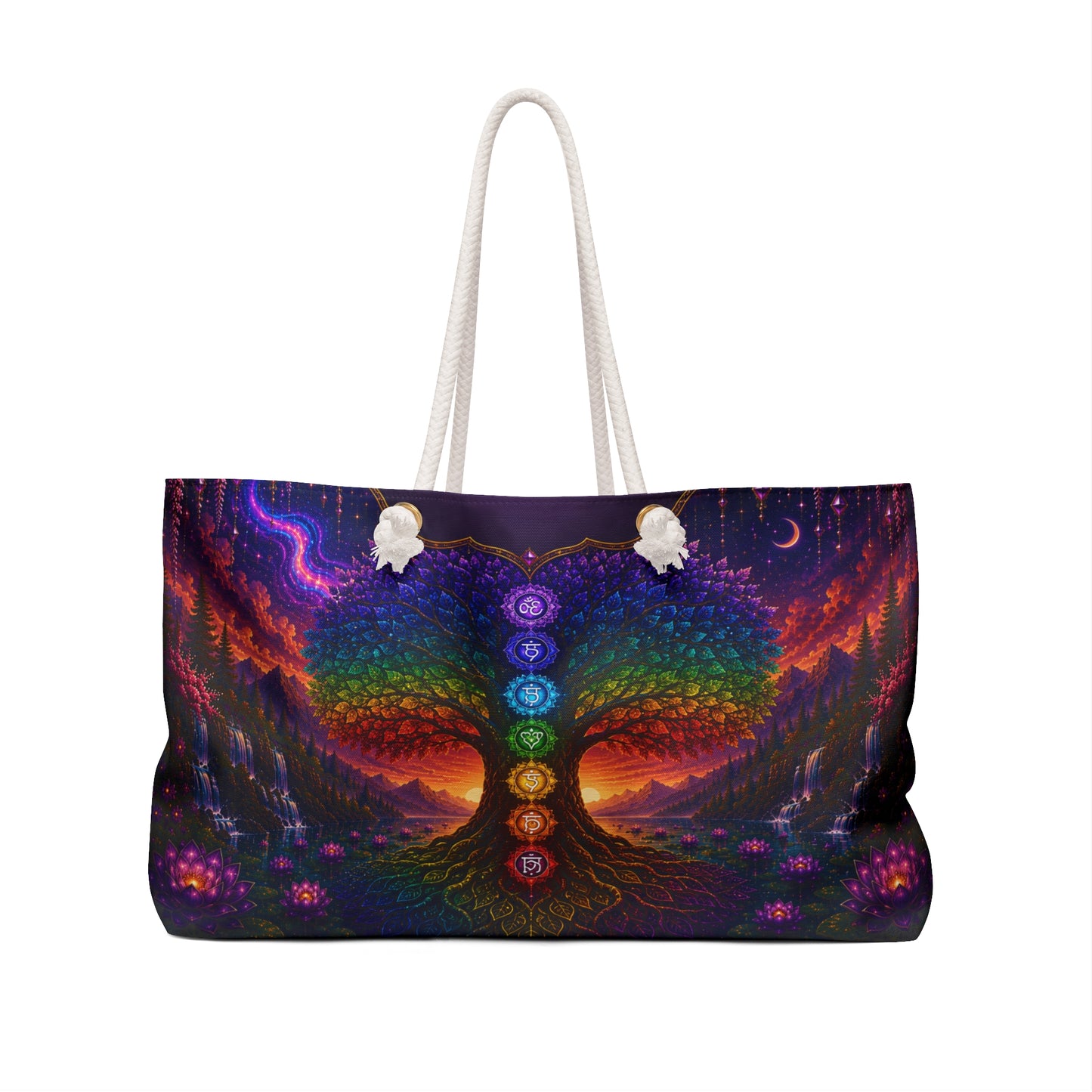 Chakra Tree of Life -Weekender Bag — Psychedelic Rainbow Yoga Travel Tote