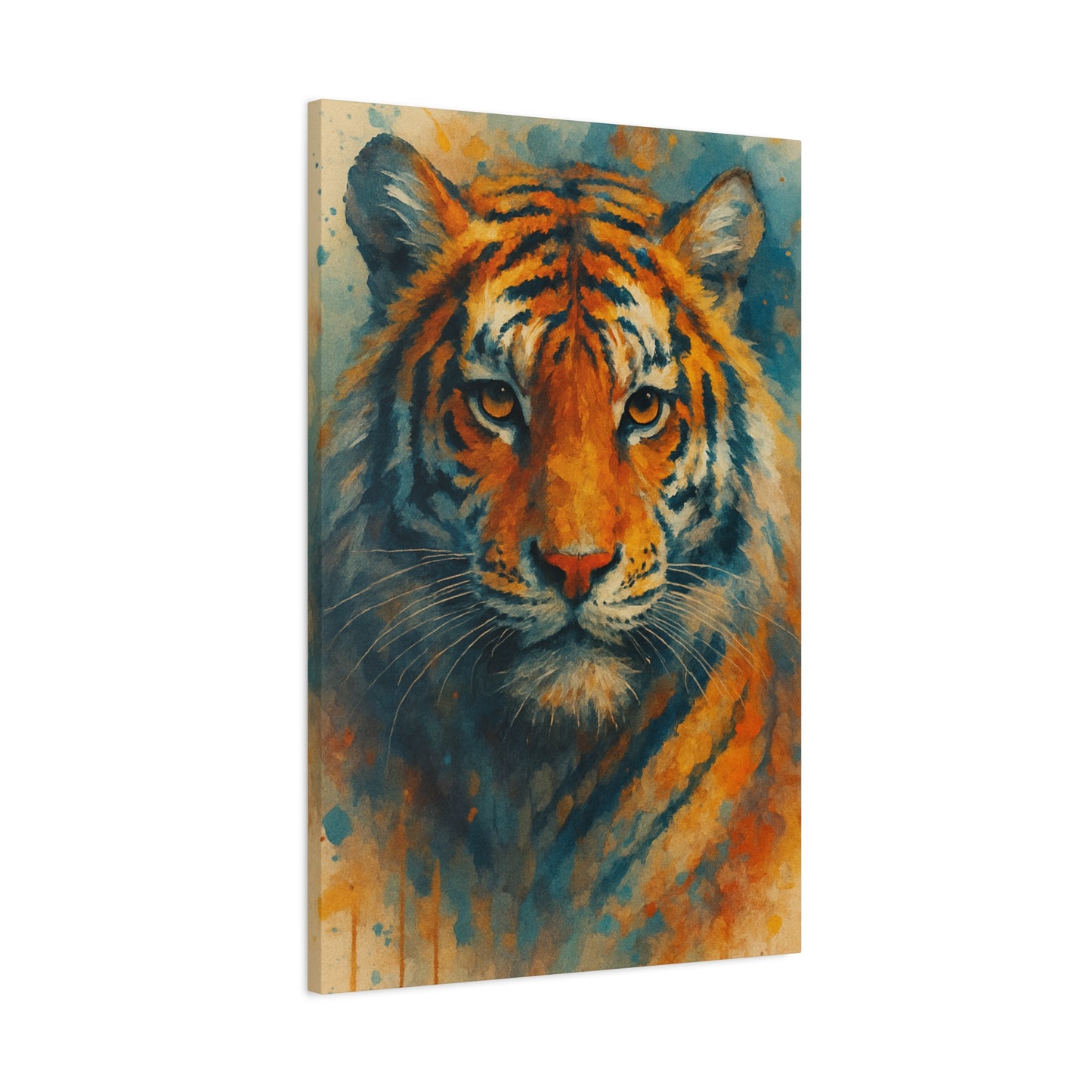 Tiger Portrait Matte Canvas Print — Bold Wildlife Wall Art, Stretched 1.25"
