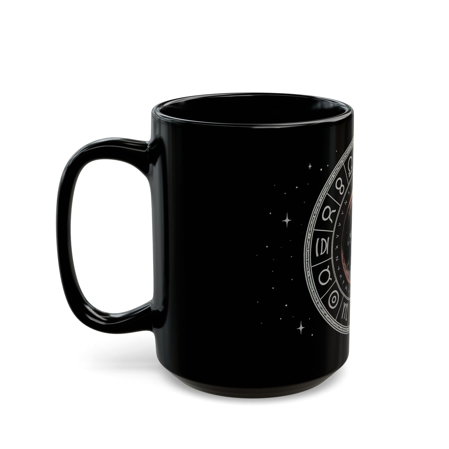 Taza de cerámica Luna Llena — Taza de café Rueda Astrológica (325 ml y 444 ml)