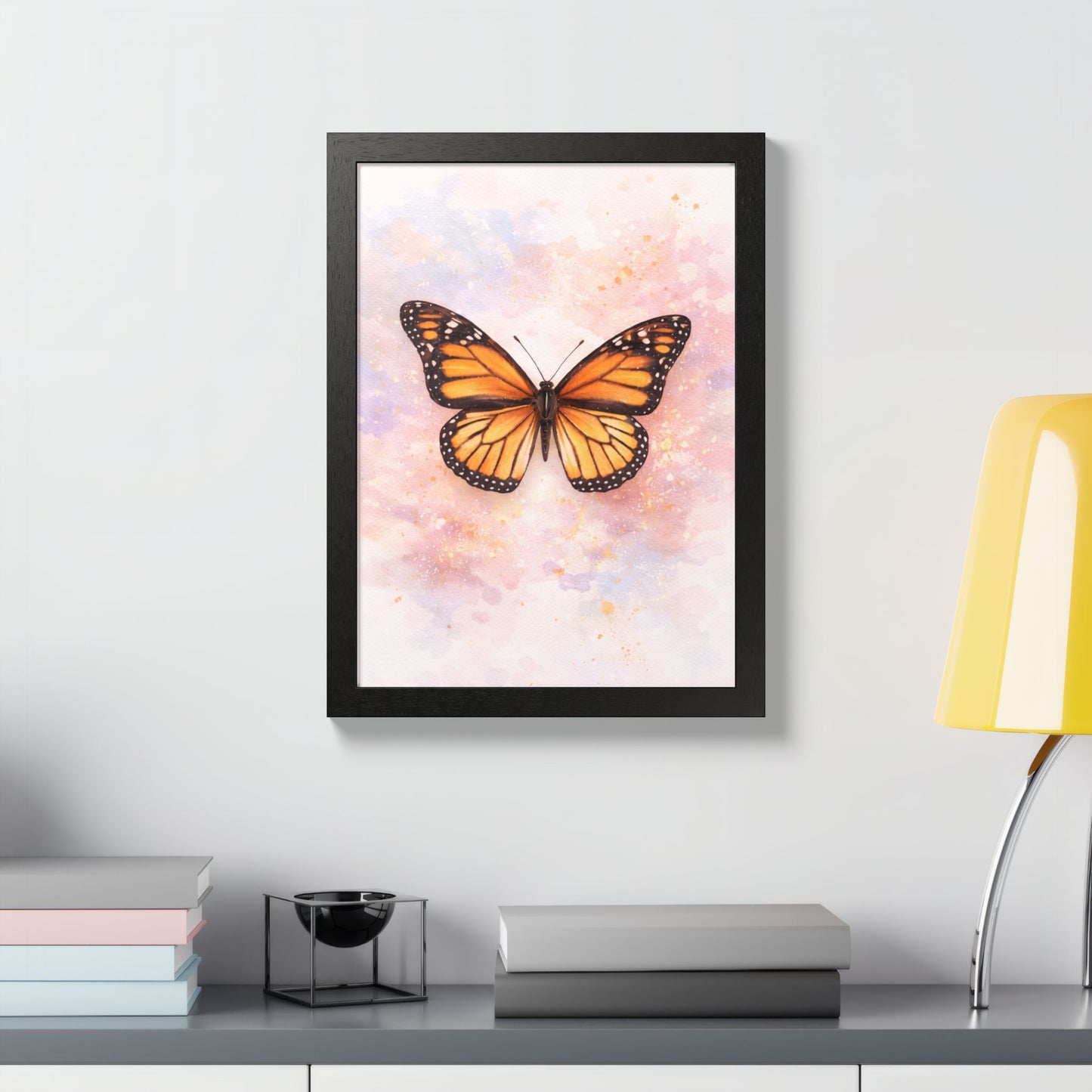 Póster enmarcado Mariposa Monarca — Arte de pared en acuarela para habitación de bebé y dormitorio