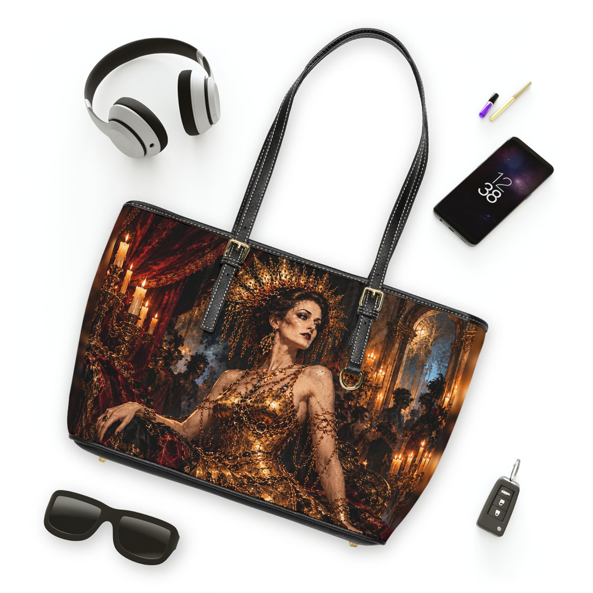 Glamorous Victorian Woman PU Leather Shoulder Bag- Gilded Queen