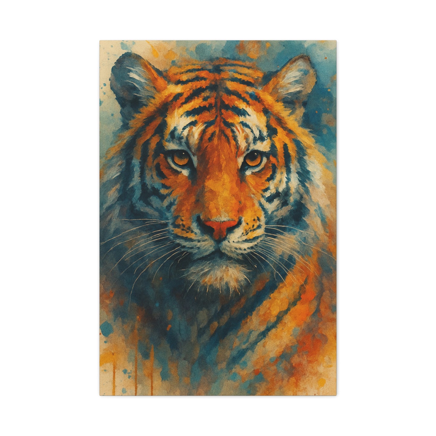 Tiger Portrait Matte Canvas Print — Bold Wildlife Wall Art, Stretched 1.25"