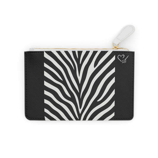 Zebra Stripe Mini Clutch Bag — Black & White Animal Print Pouch