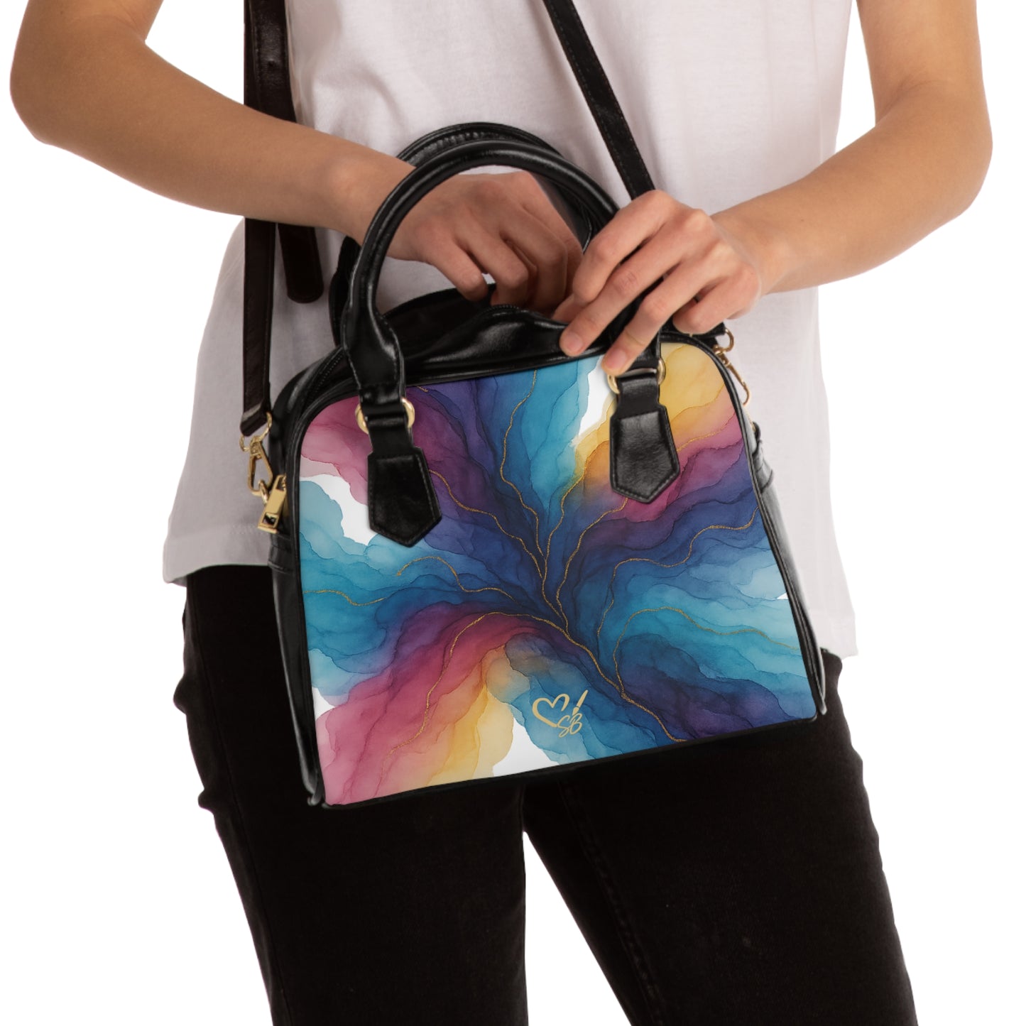 Bolso de Hombro Gloria — Monedero Pequeño con Diseño Floral Abstracto de Acuarela