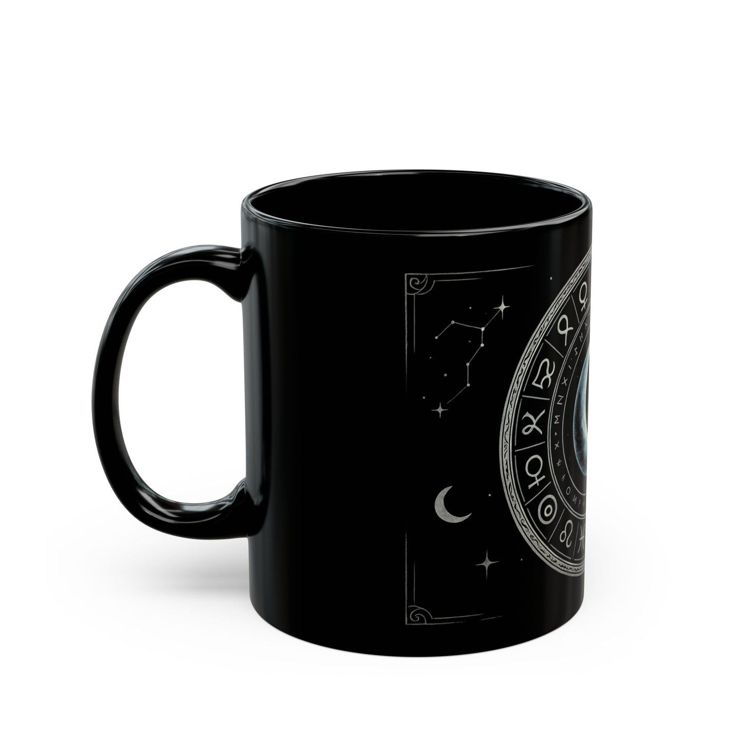 Crescent Moon 1 Black Mug — Zodiac Symbols Coffee Cup