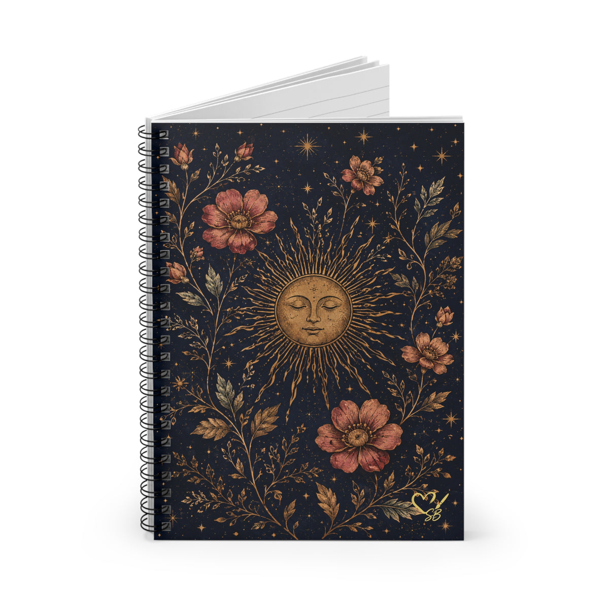 Celestial Sunflower Spiral Notebook — Ruled Floral Sun Journal