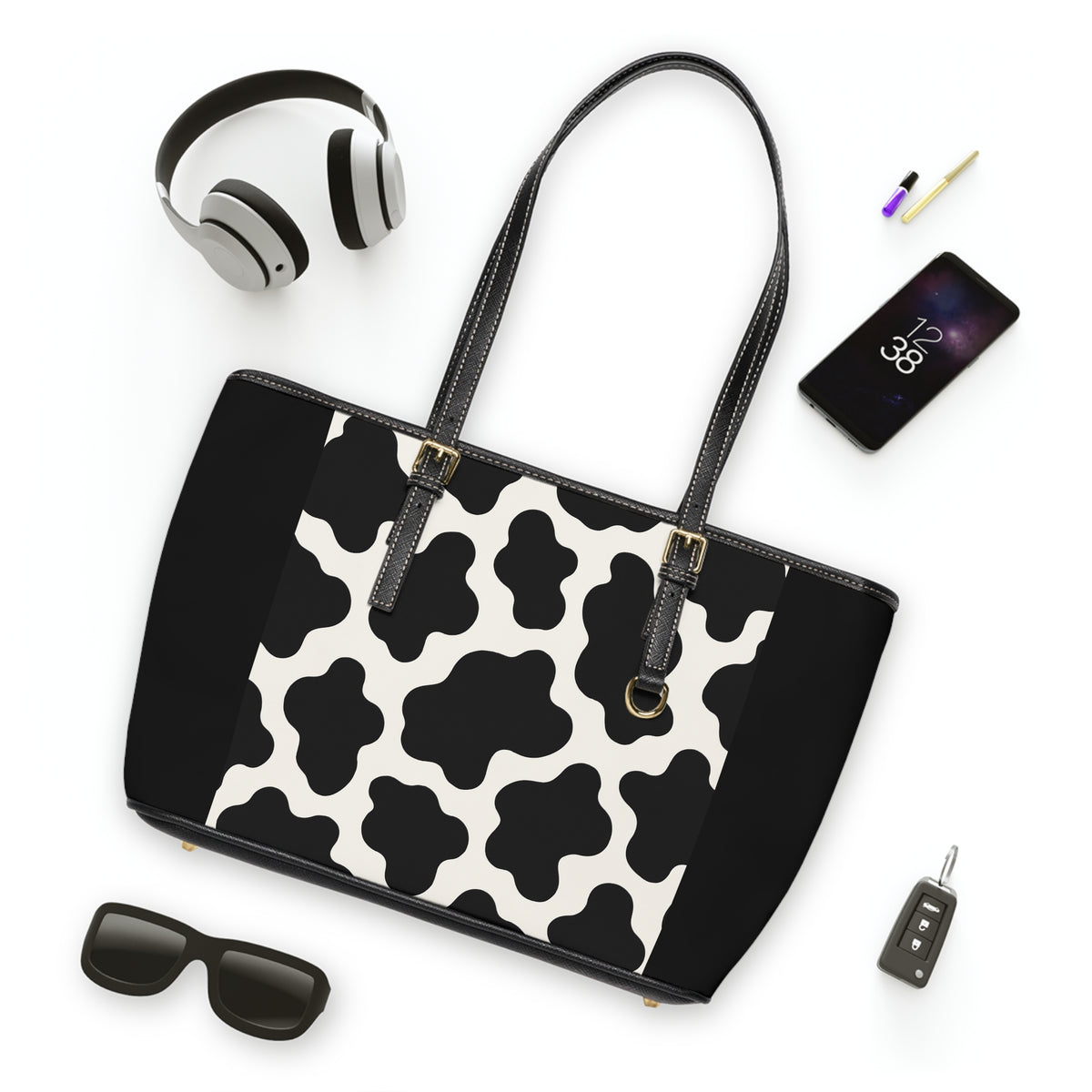 Cow Print (small)-PU Leather Shoulder Bag