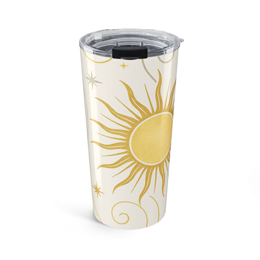 Sunburst 20oz Tumbler — Celestial Gold Sun and Stars Insulated Travel Cup
