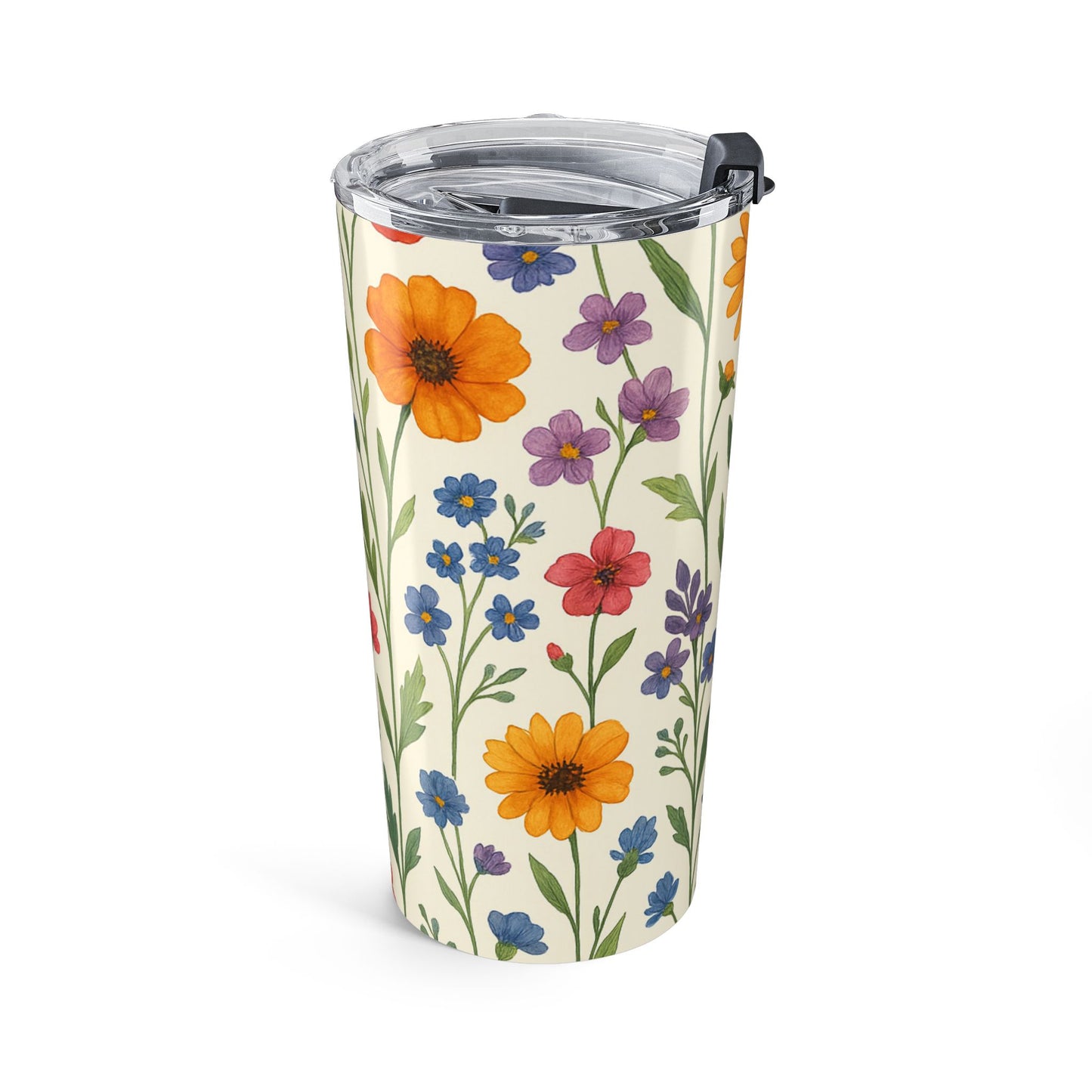 20oz Floral Tumbler - Colorful Wildflower Insulated Travel Cup