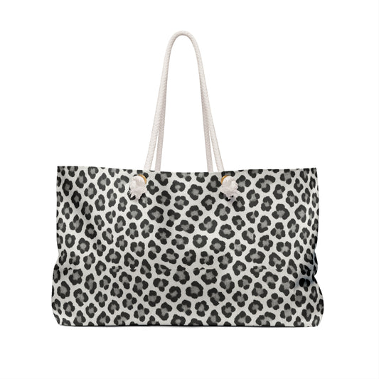 Snow Leopard Print Weekender Bag – Stylish Animal Print Travel Tote