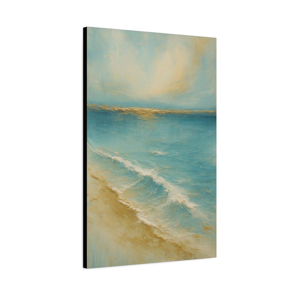 Golden Horizon — Gold Coast Collection — Matte Canvas Wall Art — Ocean Beach Landscape, Stretched 1.25"