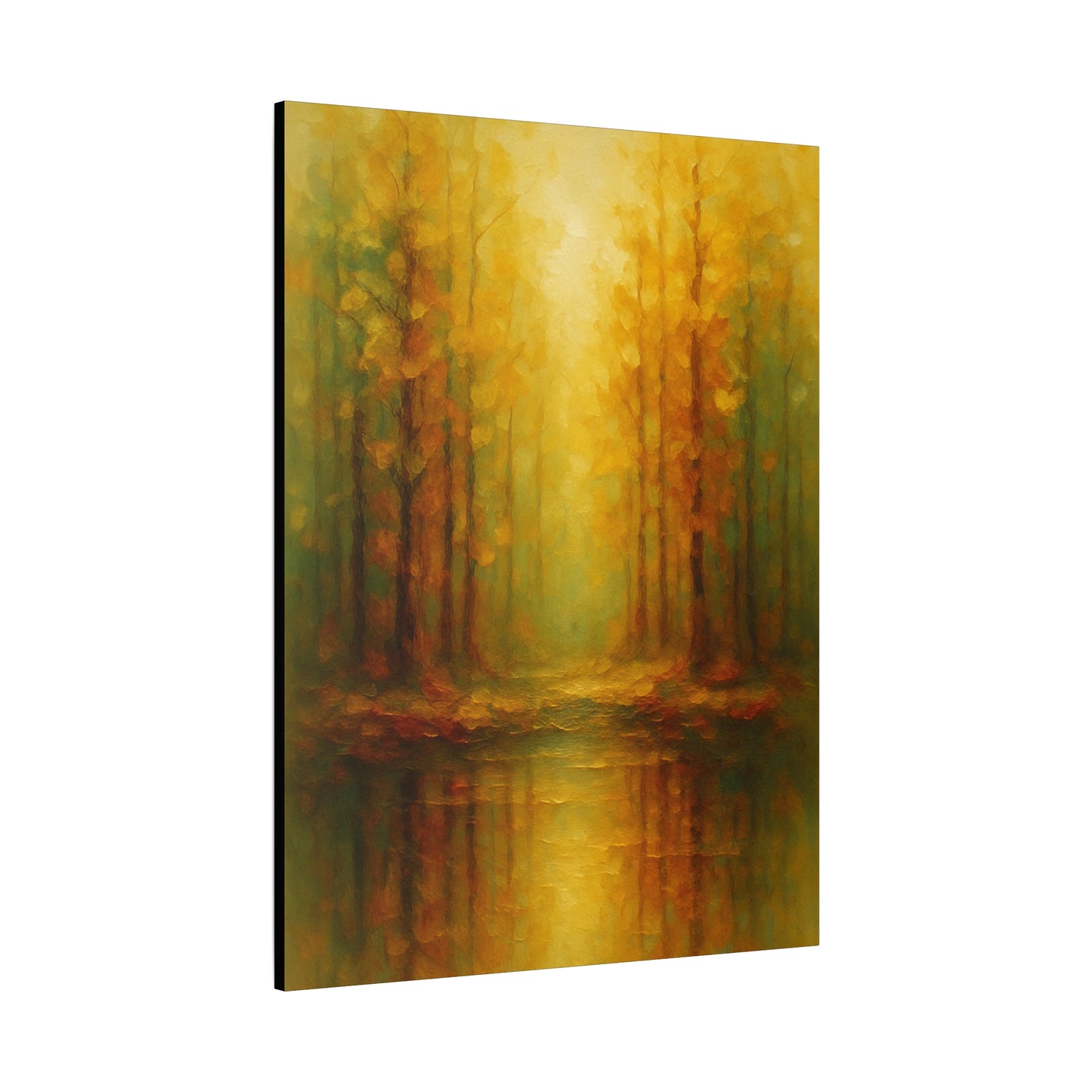 Lienzo Mate para Pared con Reflejo de Bosque Dorado