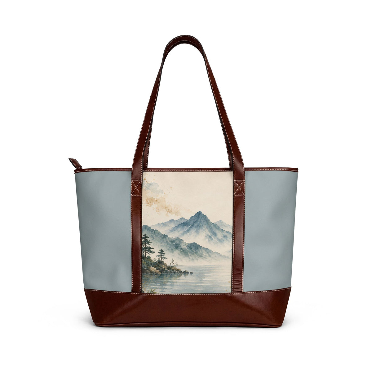 Mountain Mist Tote Handbag – Watercolor Landscape Shoulder Bag