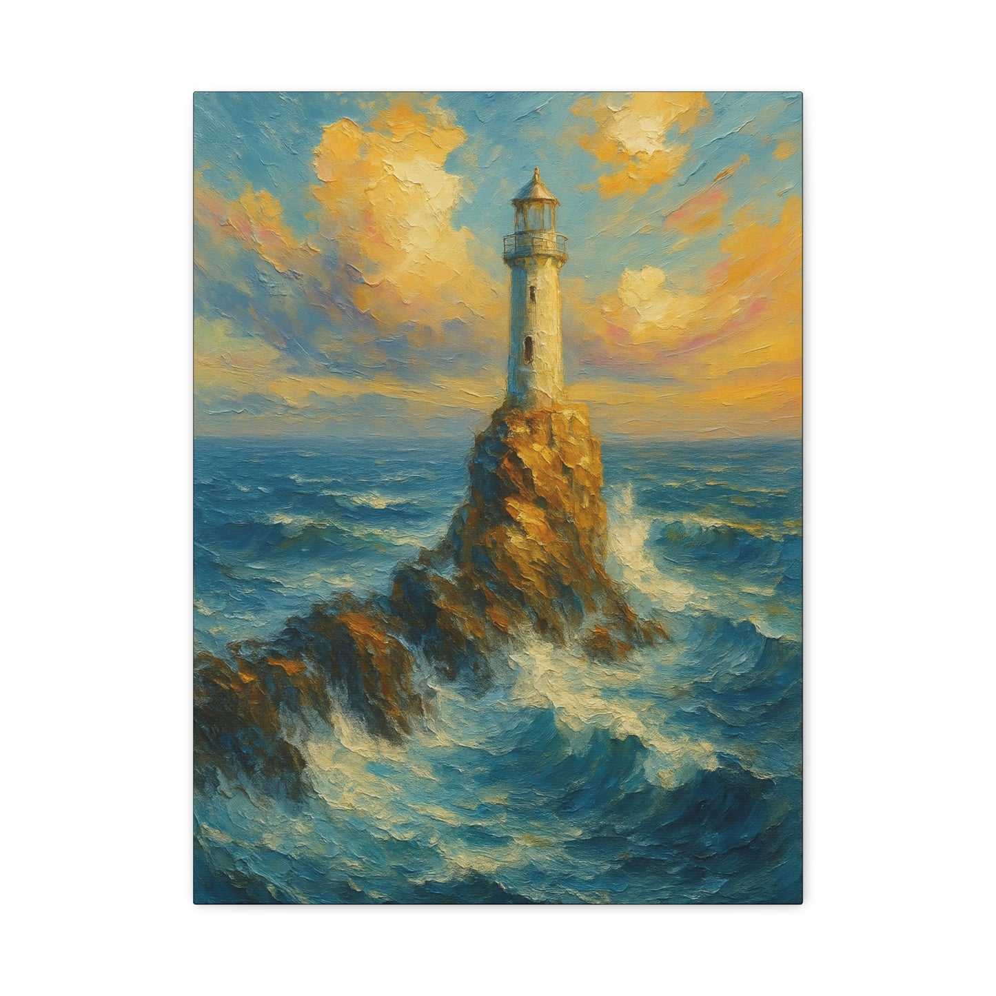 Impresión en lienzo de faro oceánico — Arte de pared mate estirado
