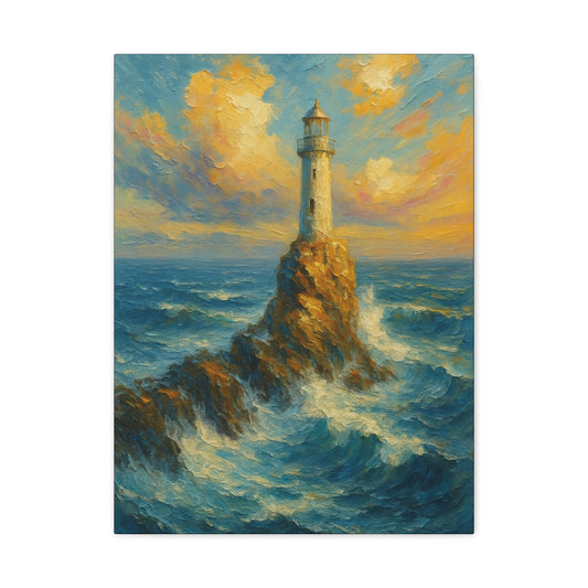 Impresión en lienzo de faro oceánico — Arte de pared mate estirado