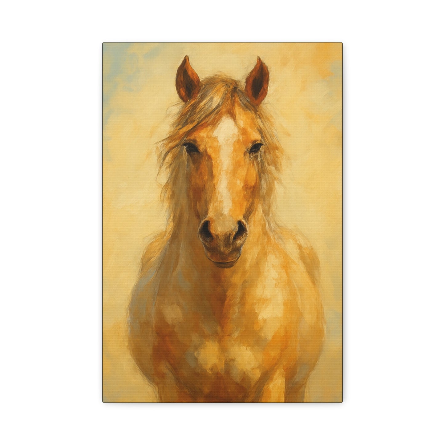 Retrato de caballo dorado en lienzo - Cuadro decorativo mate estirado