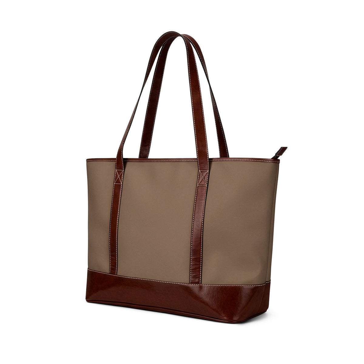 Brown Monogram Tote Handbag — Classic Leather-Trim Everyday Tote