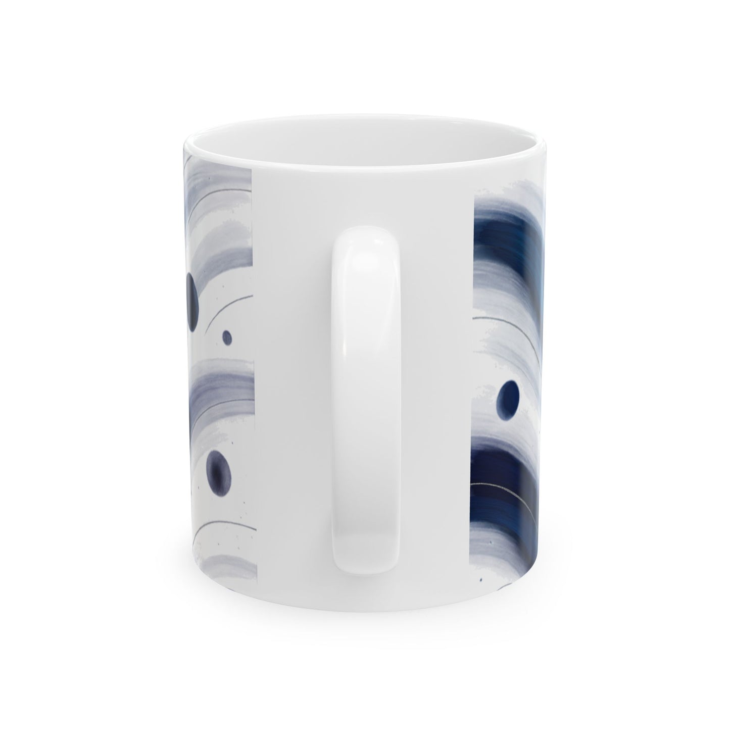 Blue Swirl 2-Soulful Collection- Ceramic Mug — Blue Wave Brushstroke Design (11oz, 15oz)