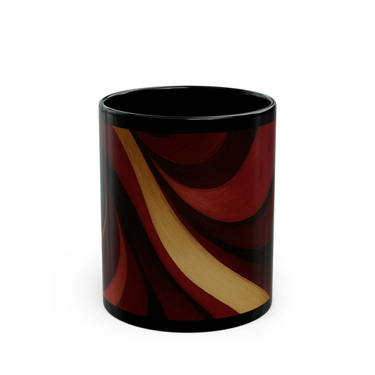Rose Alloy 4-Soulful Collection-Red & Gold Swirl Black Coffee Mug — 11oz/15oz