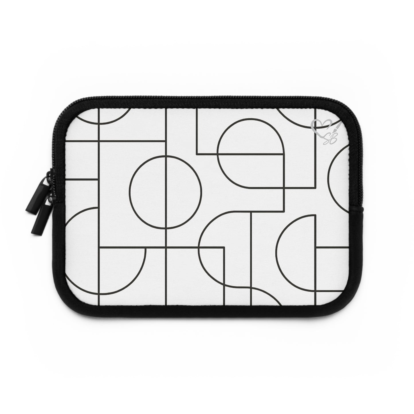 Estampado Geométrico — Colección Artesanal 2025 — Funda para Portátil — Estuche Protector de Neopreno en Blanco y Negro